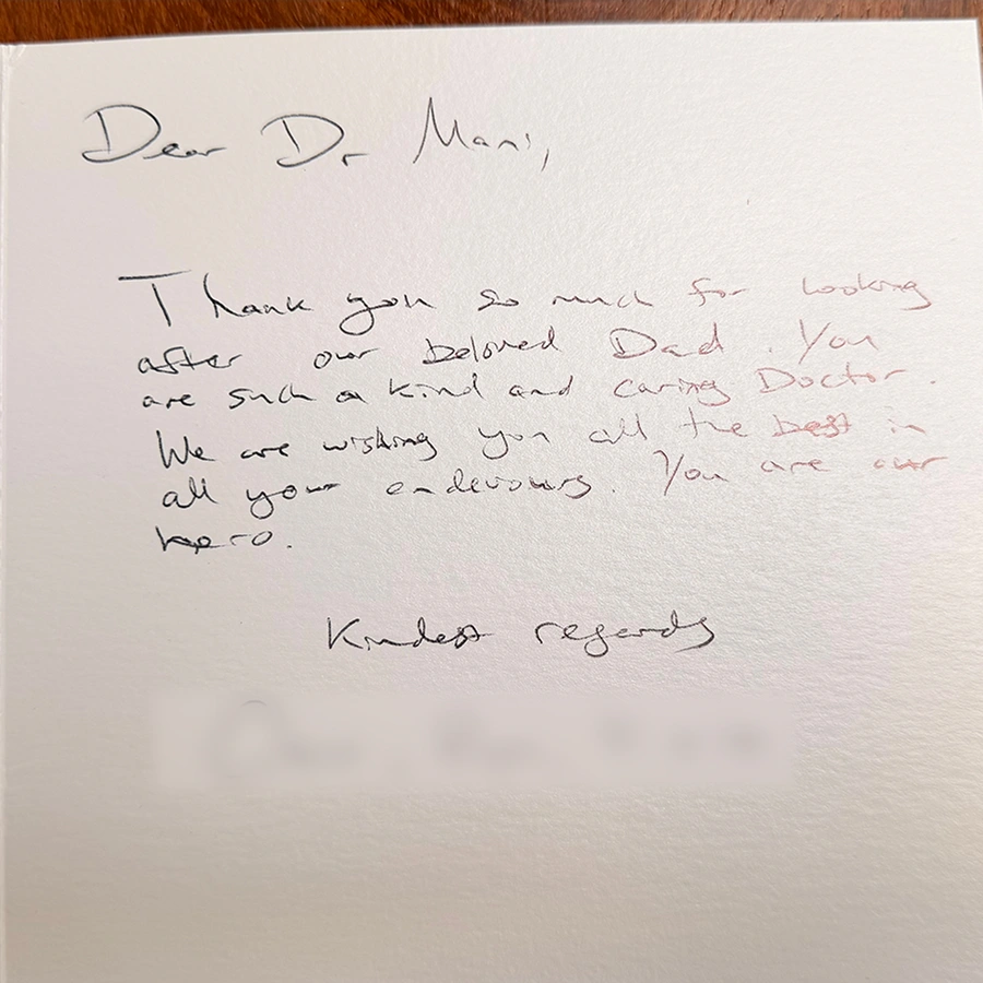 Patient testimonial for Dr. Manikandan Kathirvel